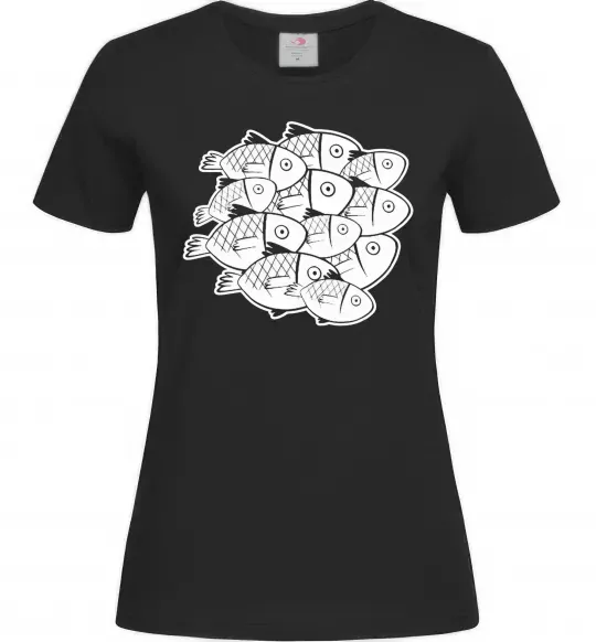 Женская футболка Fishes Черный фото