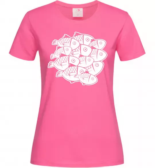 Женская футболка Fishes Ярко-розовый фото