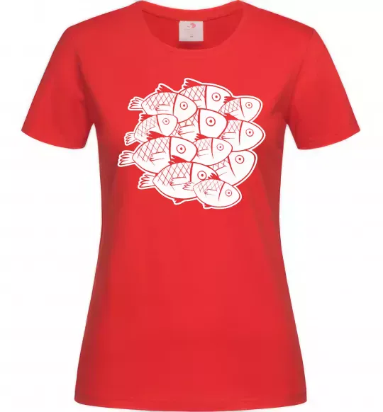 Женская футболка Fishes Красный фото