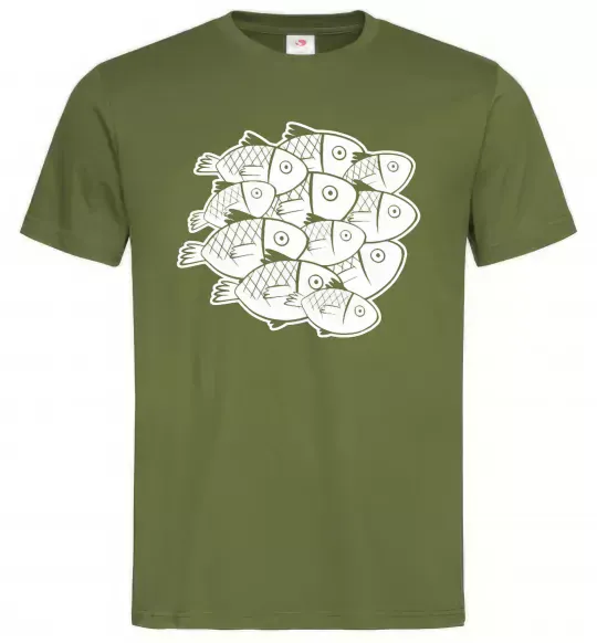Мужская футболка Fishes Оливковый фото