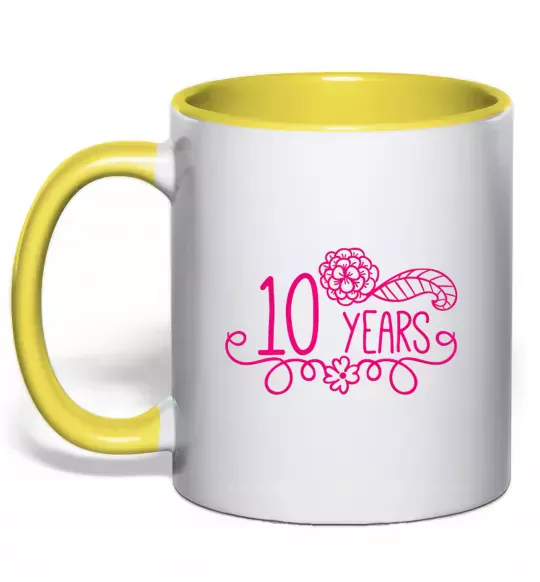 Чашка з кольоровою ручкою 10 years for girl Сонячно жовтий фото