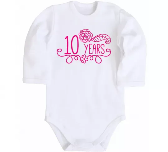 Детский боди 10 years for girl Белый фото