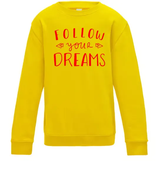 Детский Свитшот Follow your dreams Солнечно желтый фото