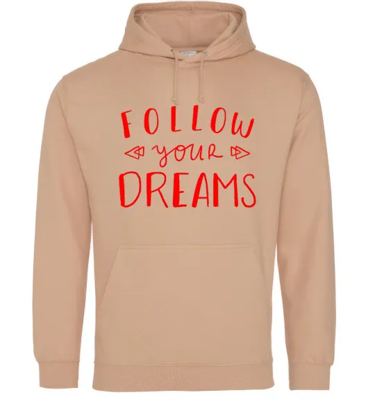 Чоловіча толстовка (худі) Follow your dreams Пісочний фото