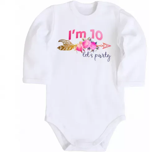 Детский боди I'm ten let's party Белый фото