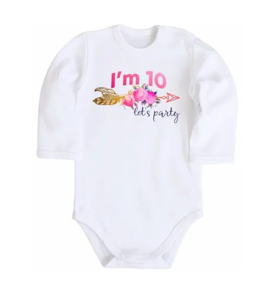 Детский боди I'm ten let's party Белый фото