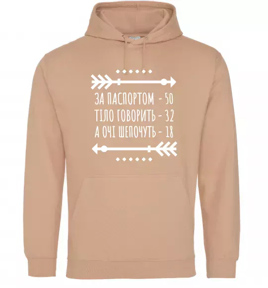 Женская толстовка (худи) За паспортом 50 Песочный фото