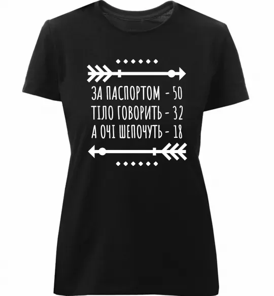 Жіноча преміум футболка За паспортом 50 Чорний фото