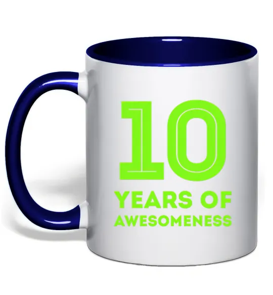 Чашка с цветной ручкой 10 years of awesomeness Глубокий темно-синий фото