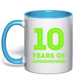 Чашка с цветной ручкой 10 years of awesomeness