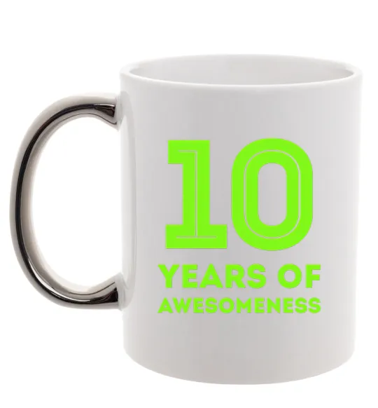 Чашка с цветной ручкой 10 years of awesomeness Серебро фото