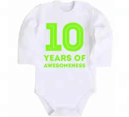 Детский боди 10 years of awesomeness Белый фото