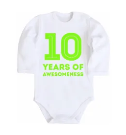 Детский боди 10 years of awesomeness Белый фото