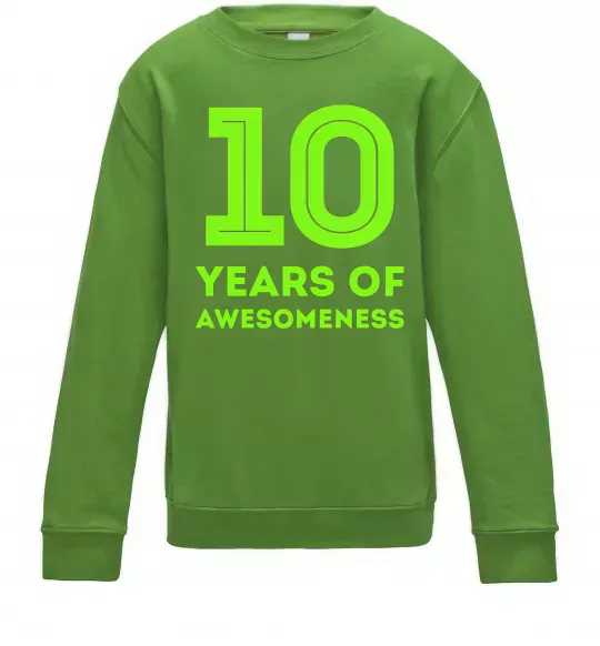 Детский Свитшот 10 years of awesomeness Лаймовый фото