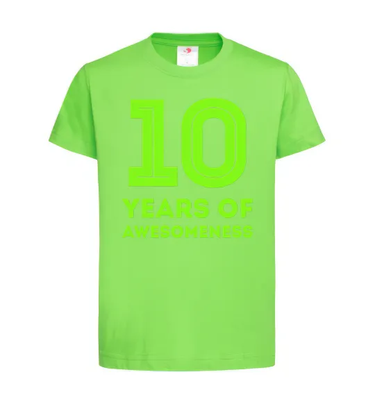 Детская футболка 10 years of awesomeness Лаймовый фото
