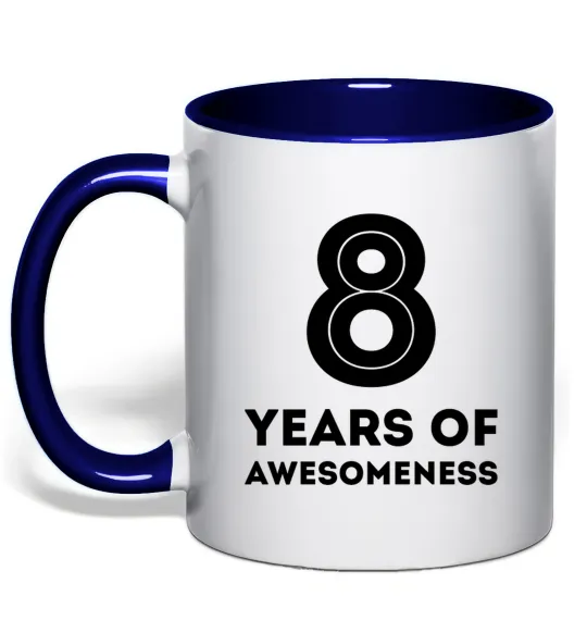 Чашка з кольоровою ручкою 8 years of awesomeness Глибокий темно-синій фото