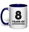 Чашка з кольоровою ручкою 8 years of awesomeness Глибокий темно-синій фото