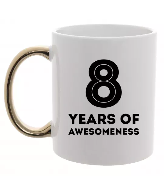 Чашка з кольоровою ручкою 8 years of awesomeness Золото фото