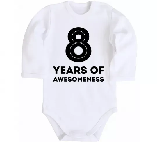 Детский боди 8 years of awesomeness Белый фото