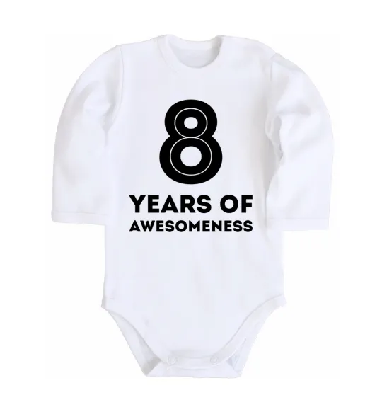 Детский боди 8 years of awesomeness Белый фото