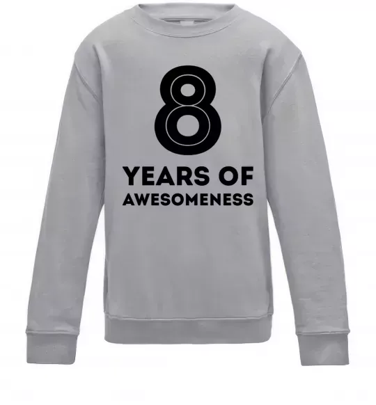 Дитячий світшот 8 years of awesomeness Сірий меланж фото