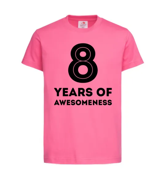 Детская футболка 8 years of awesomeness Ярко-розовый фото
