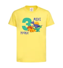 Детская футболка Мені 3 рочки динозаври Лимонный фото