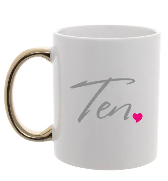 Чашка з кольоровою ручкою Ten heart Золото фото