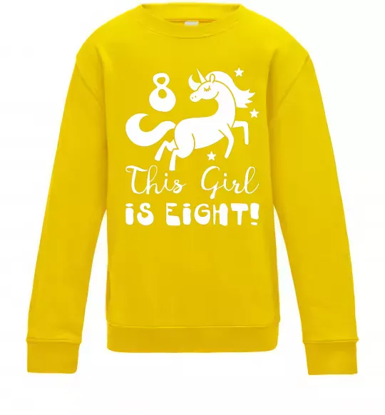 Дитячий світшот This girl is eight Сонячно жовтий фото