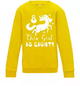 Дитячий світшот This girl is eight Сонячно жовтий фото