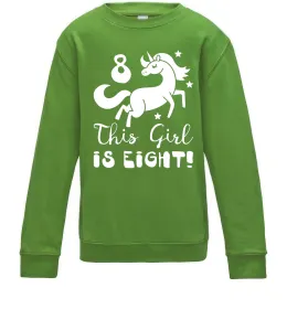 Детский Свитшот This girl is eight Лаймовый фото