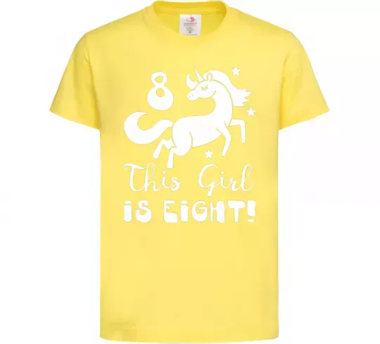 Детская футболка This girl is eight Лимонный фото