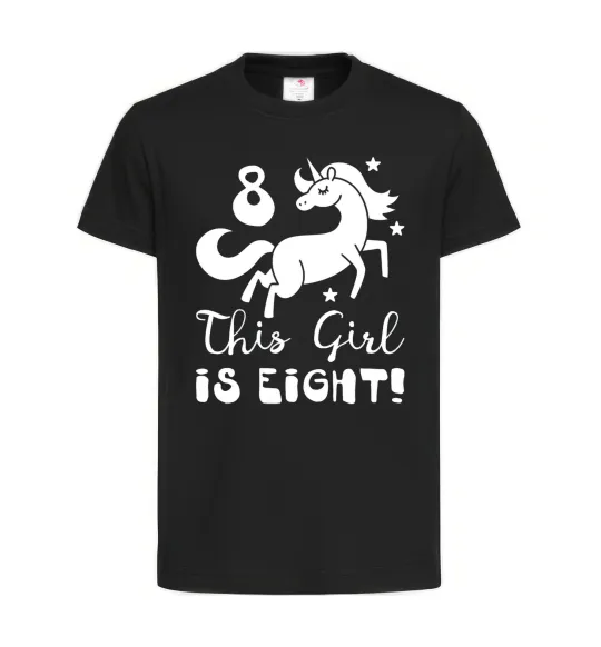 Дитяча футболка This girl is eight Чорний фото