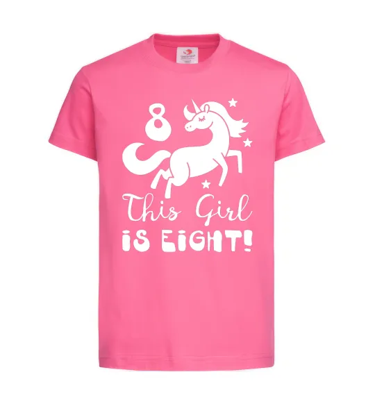 Дитяча футболка This girl is eight Яскраво-рожевий фото