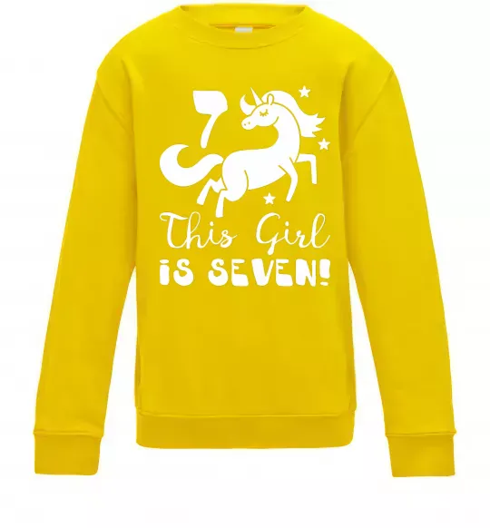 Детский Свитшот This girl is seven Солнечно желтый фото