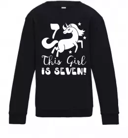 Дитячий світшот This girl is seven Чорний фото