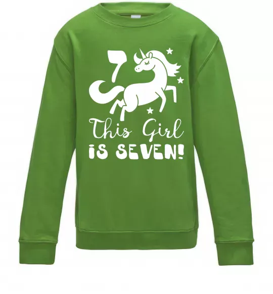 Детский Свитшот This girl is seven Лаймовый фото