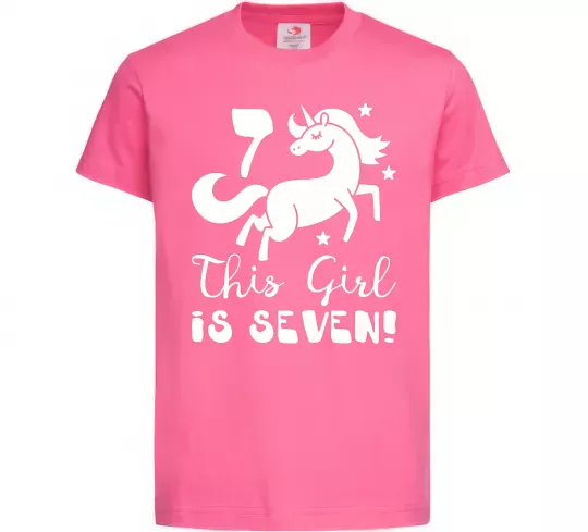 Дитяча футболка This girl is seven Яскраво-рожевий фото