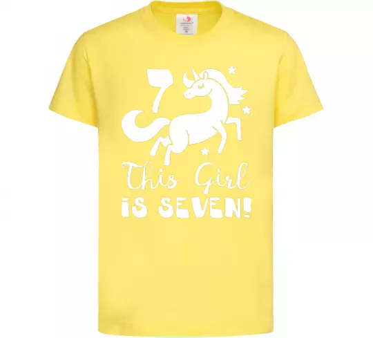 Дитяча футболка This girl is seven Лимонний фото
