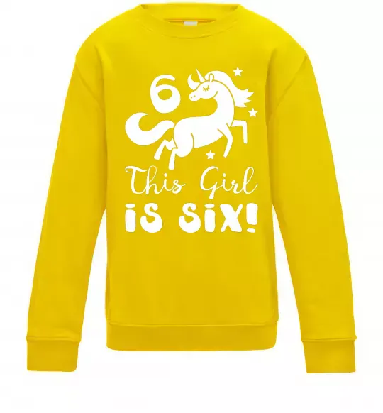 Детский Свитшот This girl is six Солнечно желтый фото