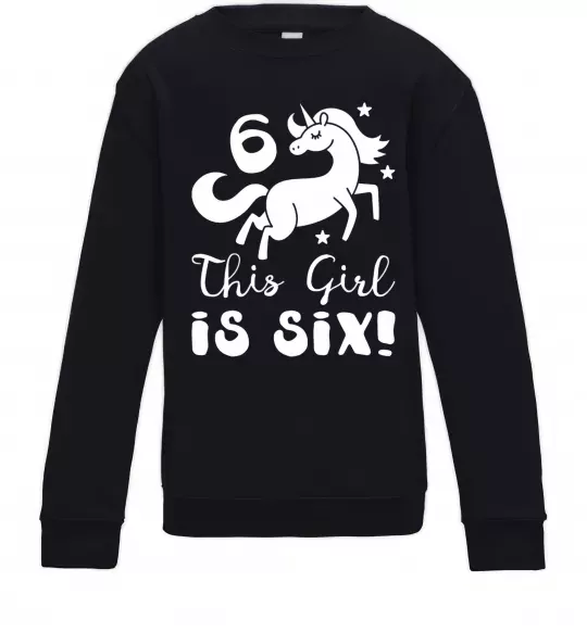 Детский Свитшот This girl is six Черный фото
