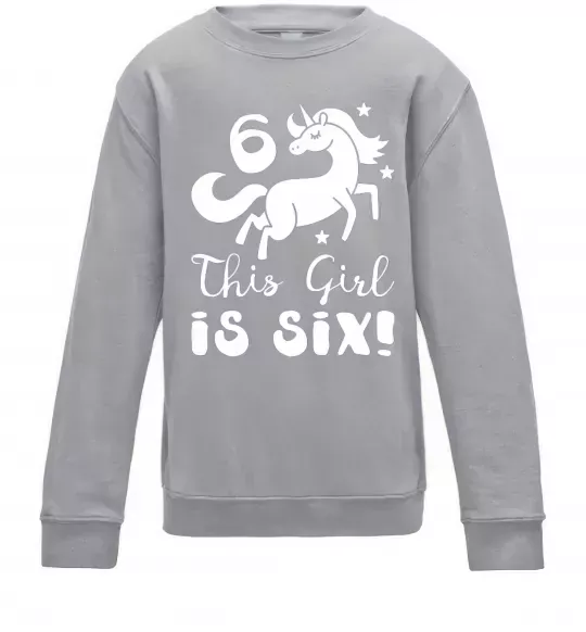 Детский Свитшот This girl is six Серый меланж фото