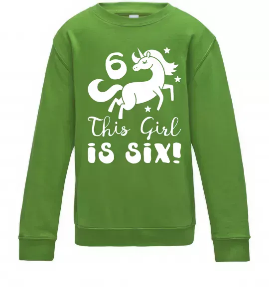 Детский Свитшот This girl is six Лаймовый фото