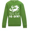 Детский Свитшот This girl is six Лаймовый фото
