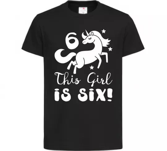 Детская футболка This girl is six Черный фото