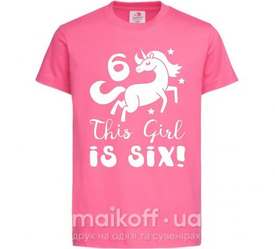 Детская футболка This girl is six Ярко-розовый фото
