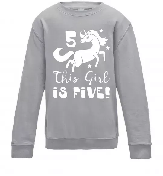 Детский Свитшот This girl is five Серый меланж фото