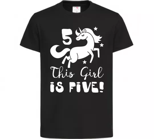 Детская футболка This girl is five Черный фото