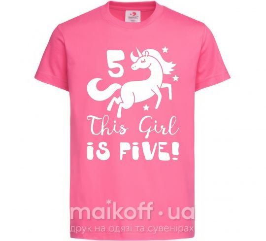 Детская футболка This girl is five Ярко-розовый фото