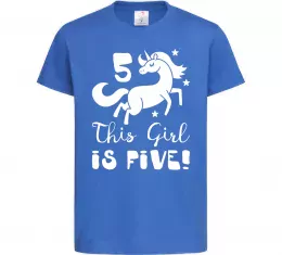 Детская футболка This girl is five Ярко-синий фото